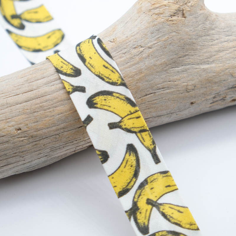 25MM Printed Bias Tape - Banana - Maison Klem